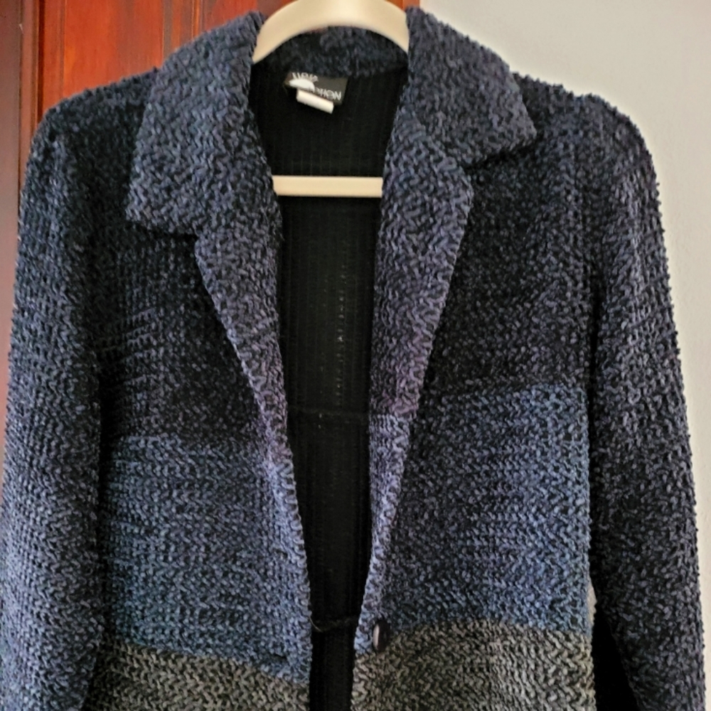 Shades of Blue and Gray Light Weight Cable Knit Top/Jacket